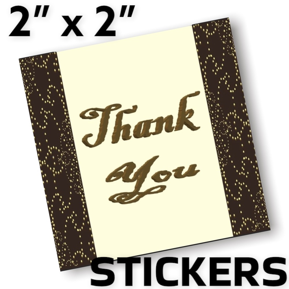 100 (2x2 Inch) Square Stickers, Western Leather , High Gloss, Thank You